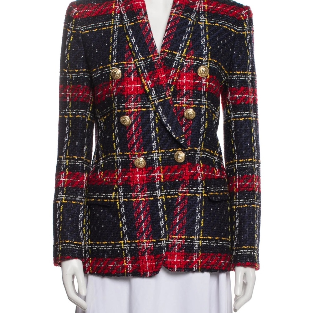 Balmain Plaid Jacket Blazer